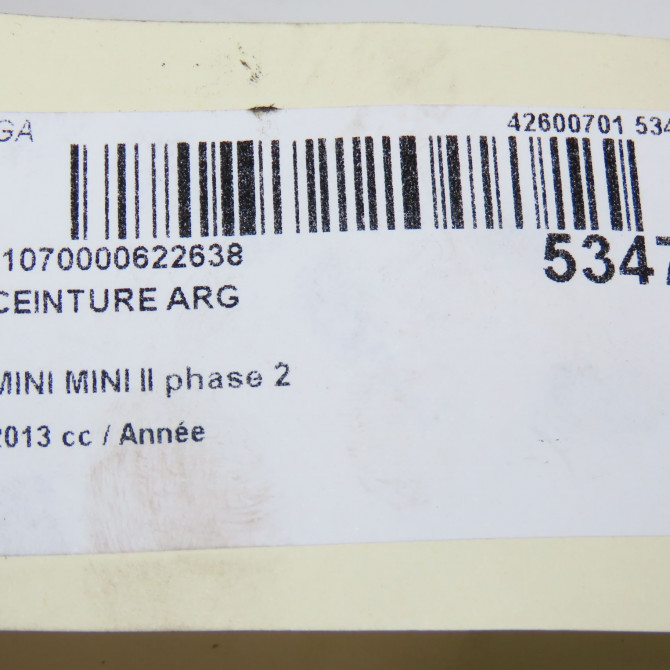 Ceinture arrière gauche occasion MINI MINI II phase 2 08-2010->... 52209801313 6
