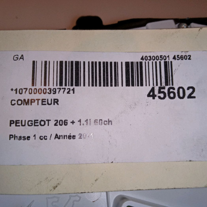 Compteur occasion PEUGEOT 206 + Phase 1 03-2009->05-2013 1.1i 60ch 6103HG 4