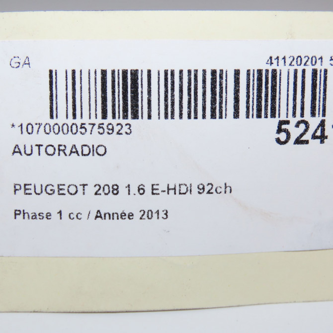 Autoradio occasion PEUGEOT 208 208 Phase 1 2012-03-01->2015-09-30 1.6 E-HDI 92ch 1616371680 5