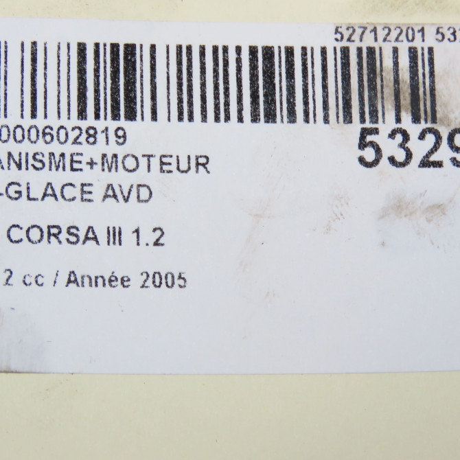 Mecanisme + moteur lève-glace avant droit occasion OPEL CORSA III Phase 2 08-2003->09-2006 1.2 TWINPORT 80ch 93186825 7