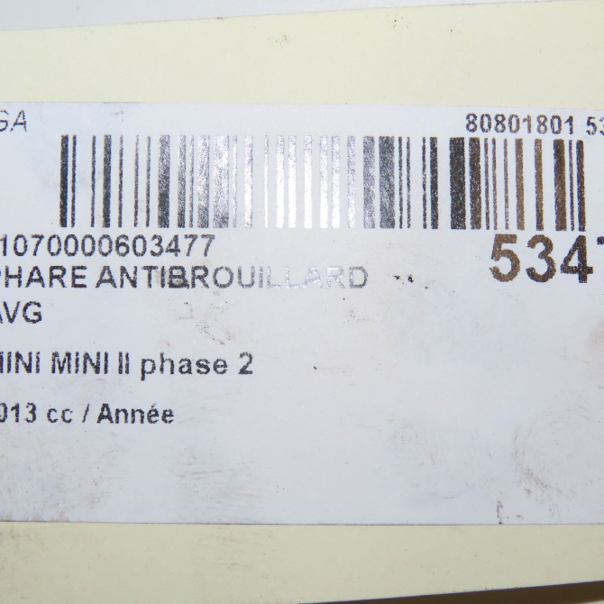 Phare antibrouillard avant gauche occasion MINI MINI II phase 2 08-2010->... 7