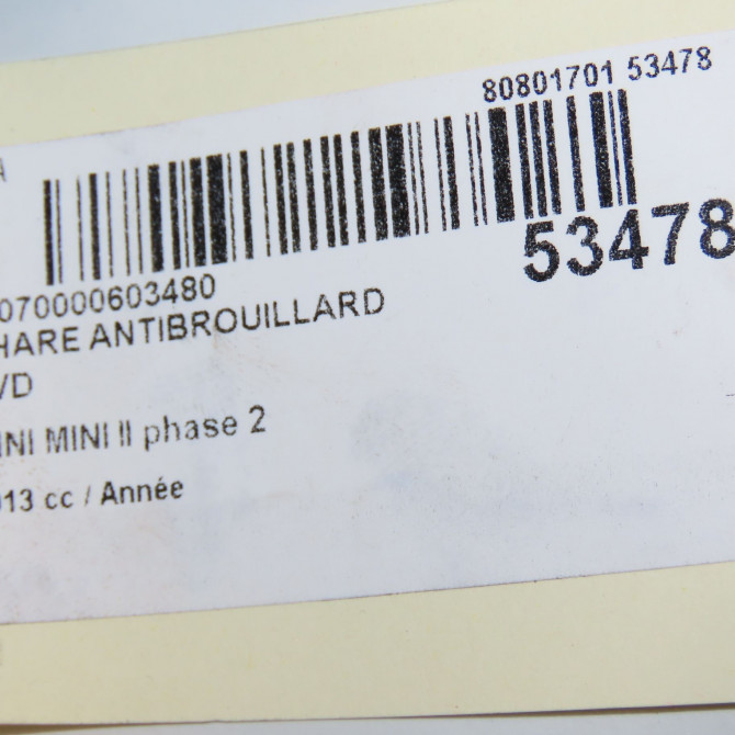 Phare antibrouillard avant droit occasion MINI MINI II phase 2 08-2010->... 7