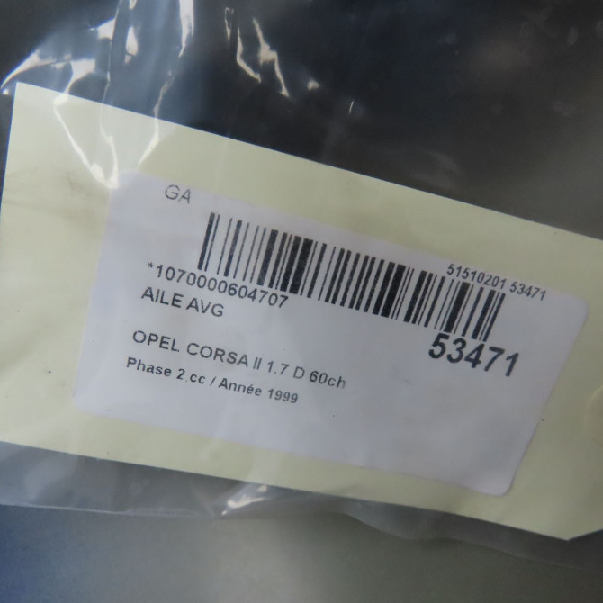 Aile avant gauche occasion OPEL CORSA II Phase 2 04-1997->10-2000 1.7 D 60ch 90387074 6