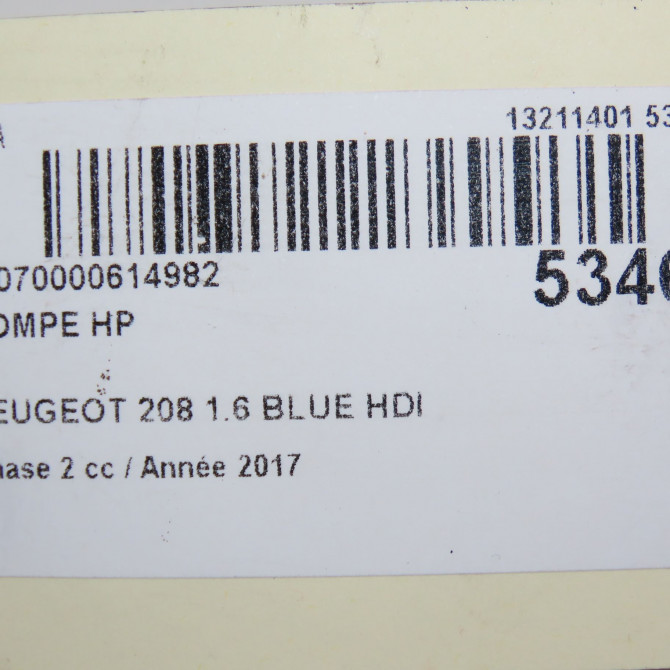 Pompe hp occasion PEUGEOT 208 Phase 2 04-2015->... 1.6 BLUE HDI 100ch 9811347380 7