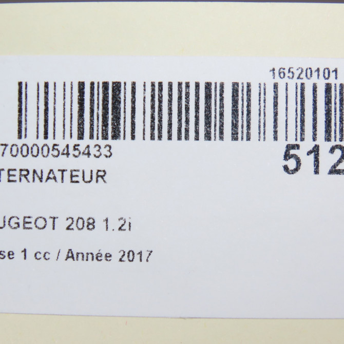 Alternateur occasion PEUGEOT 208 208 Phase 1 2012-03-01->2015-09-30 1.2i PURETECH 82ch 9818677980 8
