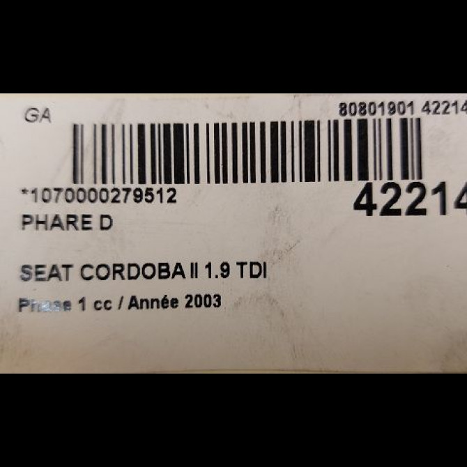 Phare droit occasion SEAT CORDOBA II Phase 1 10-2002->05-2009 1.9 TDI 130ch 6L1941752B 3