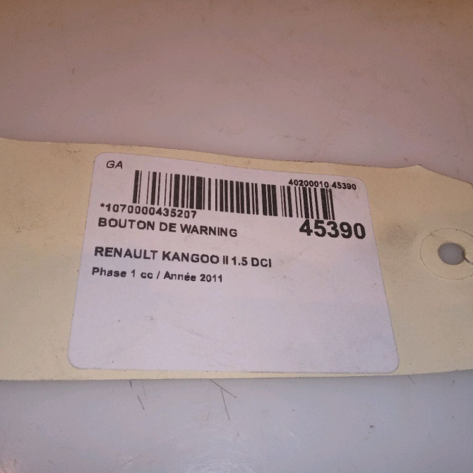 Bouton de warning occasion RENAULT KANGOO II Phase 1 01-2008->03-2013 1.5 DCI 105ch 252105246R 4