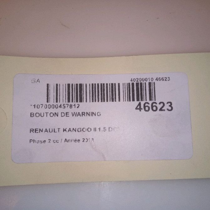 Bouton de warning occasion RENAULT KANGOO II Phase 2 01-2013->... 1.5 DCI 90ch 252105246R 4