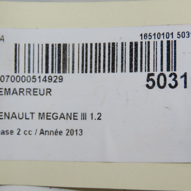 Démarreur occasion RENAULT MEGANE III Phase 2 01-2012->06-2014 1.2 TCE 115ch 233009161R 7