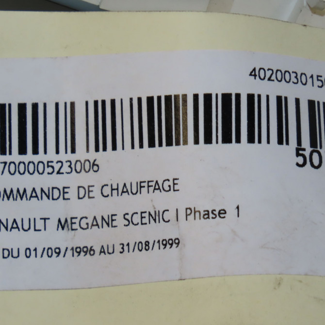 Commande de chauffage occasion RENAULT MEGANE SCENIC I Phase 1 09-1996->08-1999 1.6 7701045872 5