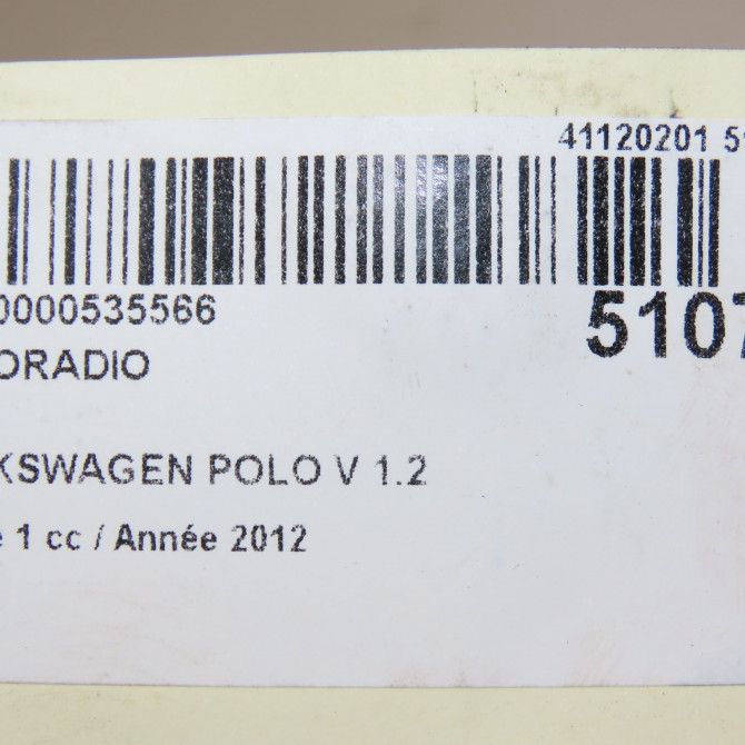 Autoradio occasion VOLKSWAGEN POLO V POLO V Phase 1 2009-09-01->2014-05-31 1.2 TDI 75ch 5M0057186JX 7