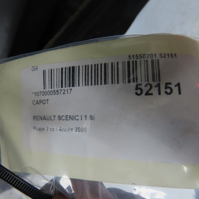 Capot occasion RENAULT SCENIC I Phase 2 08-1999->06-2003 1.6i 107ch 7751472130 6