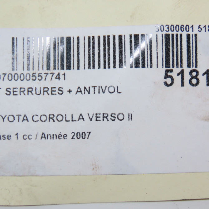Kit serrures + antivol occasion TOYOTA COROLLA VERSO II Phase 1 05-2004->06-2007 136 D-4D 690050F010 7