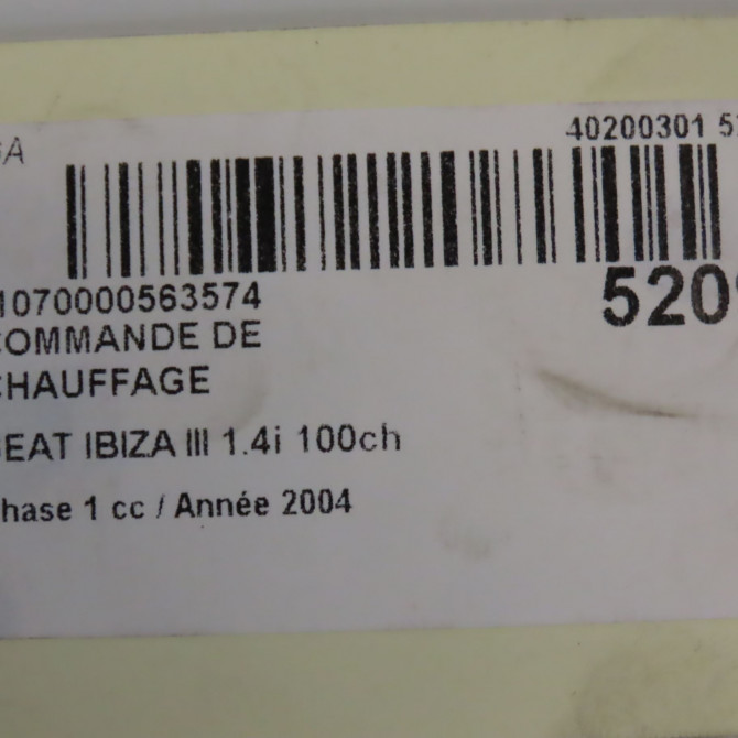 Commande de chauffage occasion SEAT IBIZA III Phase 1 03-2002->03-2006 1.4i 100ch 6L0820043E4X4 6