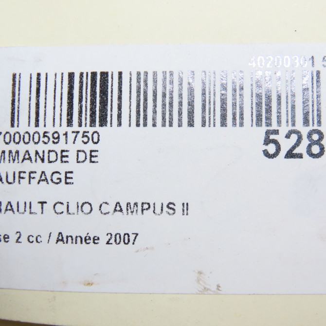 Commande de chauffage occasion RENAULT CLIO CAMPUS II Phase 2 07-2009->12-2012 1.2i 60ch 7701049073 5