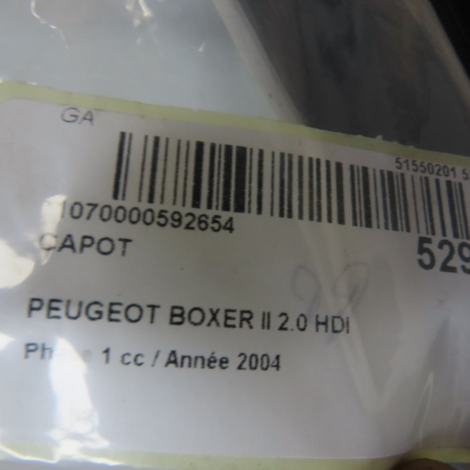 Capot occasion PEUGEOT BOXER II Phase 1 02-2002->06-2006 2.0 HDI 85ch 1611434480 6
