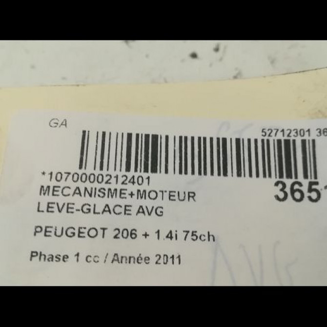Mecanisme + moteur lève-glace avant droit occasion PEUGEOT 206 + Phase 1 03-2009->05-2013 1.4i 75ch 9222F8 3