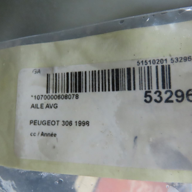 Aile avant gauche occasion PEUGEOT 306 Phase 2 04-1997->03-2002 1.9 TD 7840J2 5