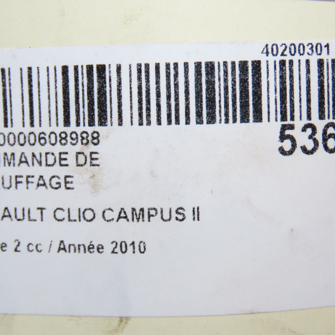 Commande de chauffage occasion RENAULT CLIO CAMPUS II Phase 2 07-2009->12-2012 1.2i 60ch 7701049073 5