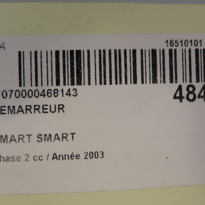 Démarreur occasion SMART SMART CITY/FORTWO I SMART CITY/FORTWO I Phase 2 2002-03-01->2006-12-31 61ch Q0003188V008000000 7