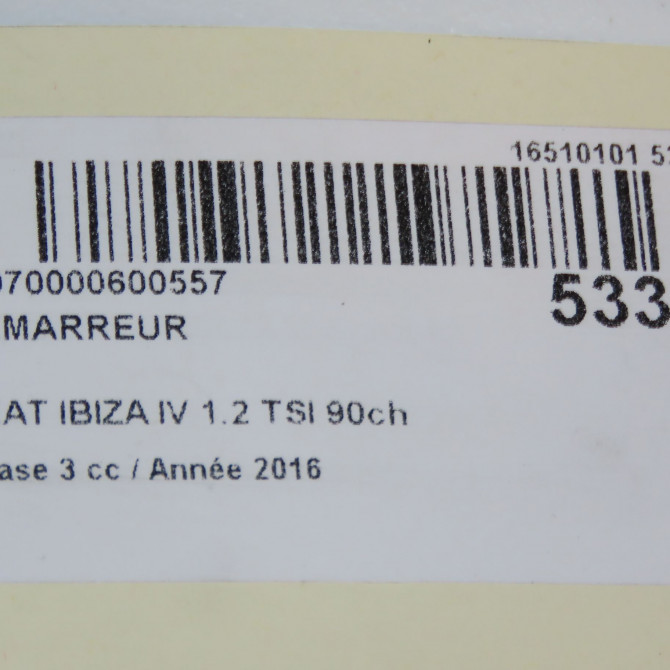 Démarreur occasion SEAT IBIZA IV Phase 3 09-2015->... 1.2 TSI 90ch 2M911021H 7