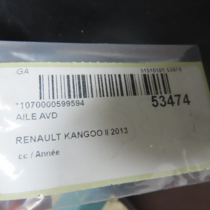 Aile avant droite occasion RENAULT KANGOO II Phase 1 01-2008->03-2013 1.5 DCI 90ch 631009162R 6