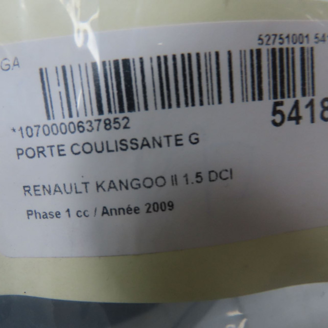 Porte coulissante g occasion RENAULT KANGOO II Phase 1 01-2008->03-2013 1.5 DCI 85ch 821013279R 5