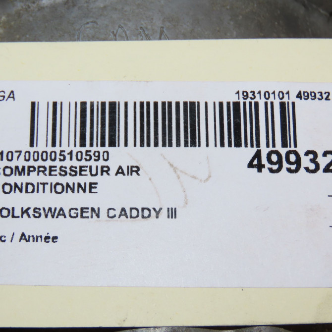 Compresseur air conditionne occasion VOLKSWAGEN CADDY III Phase 1 03-2004->07-2010 1.9 TDI 105ch 7H0820803F 7