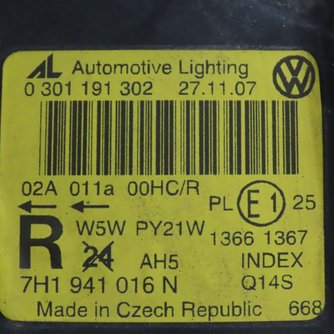 Phare droit occasion VOLKSWAGEN TRANSPORTER V Phase 1 06-2003->08-2009 1.9 TDI 85ch 7H1941018N 3