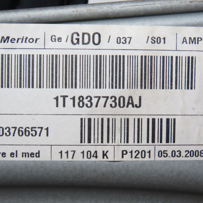 Mecanisme + moteur lève-glace avant droit occasion VOLKSWAGEN TOURAN I Phase 2 11-2006->09-2010 1.9TDI 90 1T1837462B 6