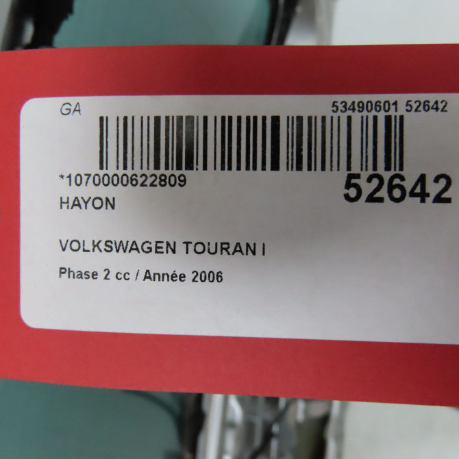 Hayon occasion VOLKSWAGEN TOURAN I Phase 2 11-2006->09-2010 2.0TDi 16v 140ch 7