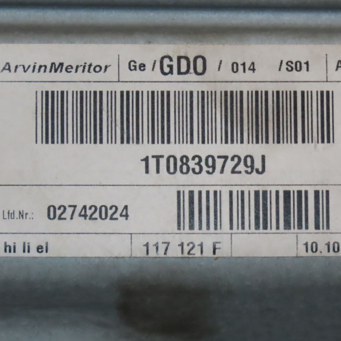 Mecanisme+moteur leve-glace arg occasion VOLKSWAGEN TOURAN I Phase 2 11-2006->09-2010 2.0TDi 16v 140ch 5