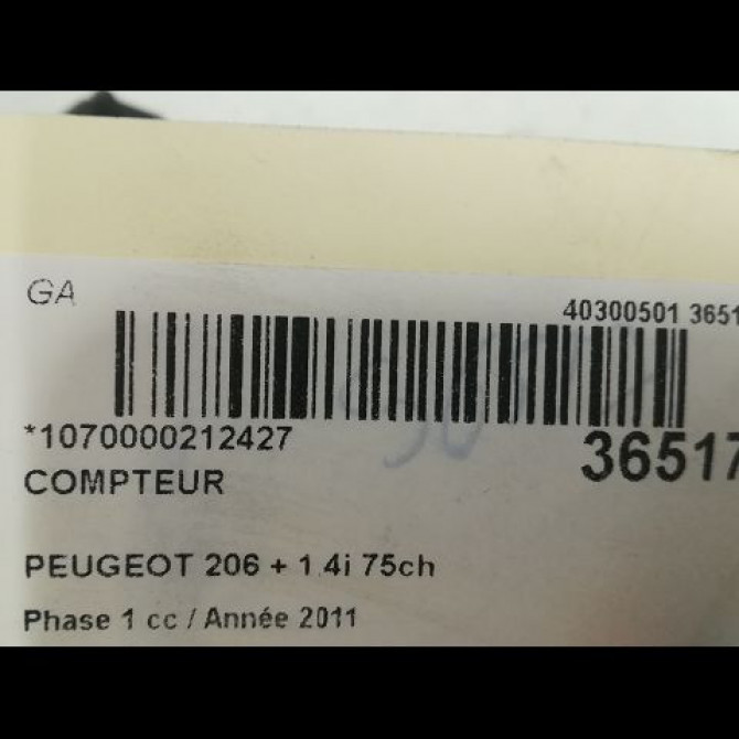 Compteur occasion PEUGEOT 206 + Phase 1 03-2009->05-2013 1.4i 75ch 6103HH 3