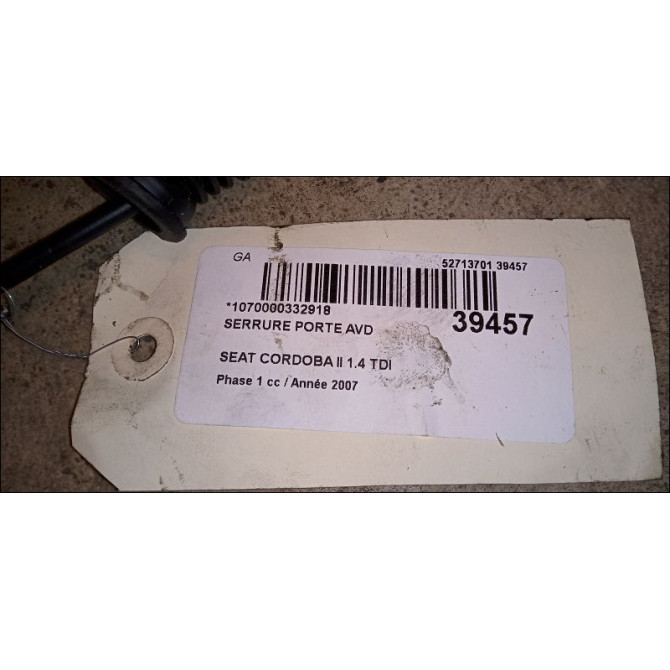 Serrure porte avd occasion SEAT CORDOBA II Phase 1 10-2002->05-2009 1.4 TDI 70ch 7E1837016A 5