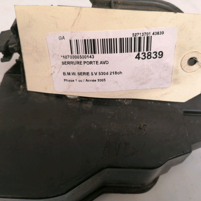 Serrure porte avd occasion B.M.W. SERIE 5 V Phase 1 07-2003->03-2007 530d 218ch 51217202146 5