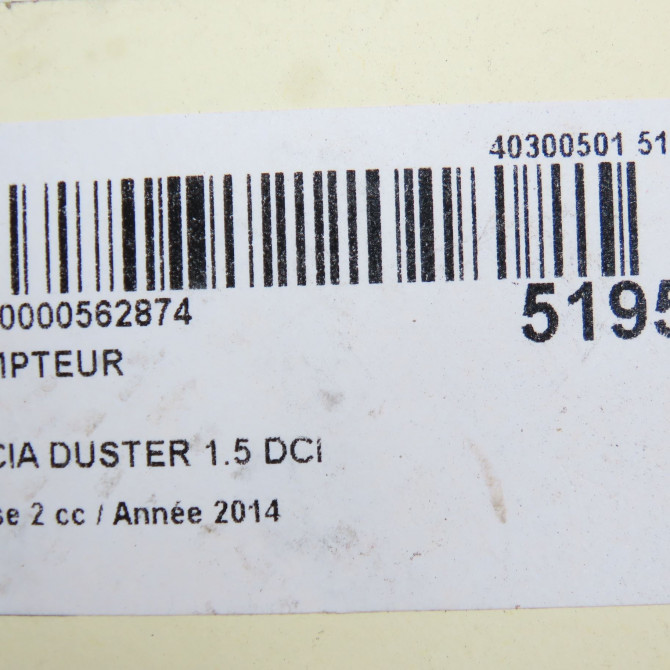 Compteur occasion DACIA DUSTER Phase 2 09-2013->... 1.5 DCI 110ch 248102645R 6