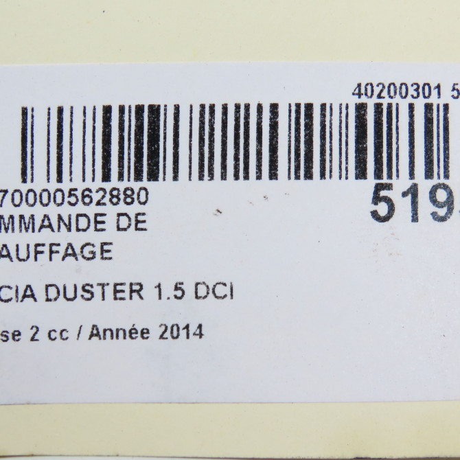Commande de chauffage occasion DACIA DUSTER Phase 2 09-2013->... 1.5 DCI 110ch 275103362R 5