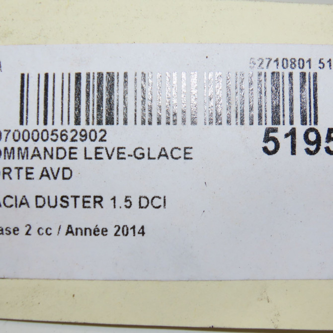 Commande lève-glace porte avant droite occasion DACIA DUSTER Phase 2 09-2013->... 1.5 DCI 110ch 5