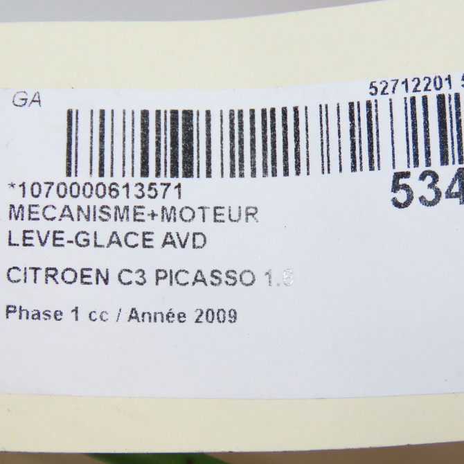 Mecanisme + moteur lève-glace avant droit occasion CITROEN C3 PICASSO Phase 1 02-2009->08-2012 1.6 HDi 16v 90ch 9222FC 8