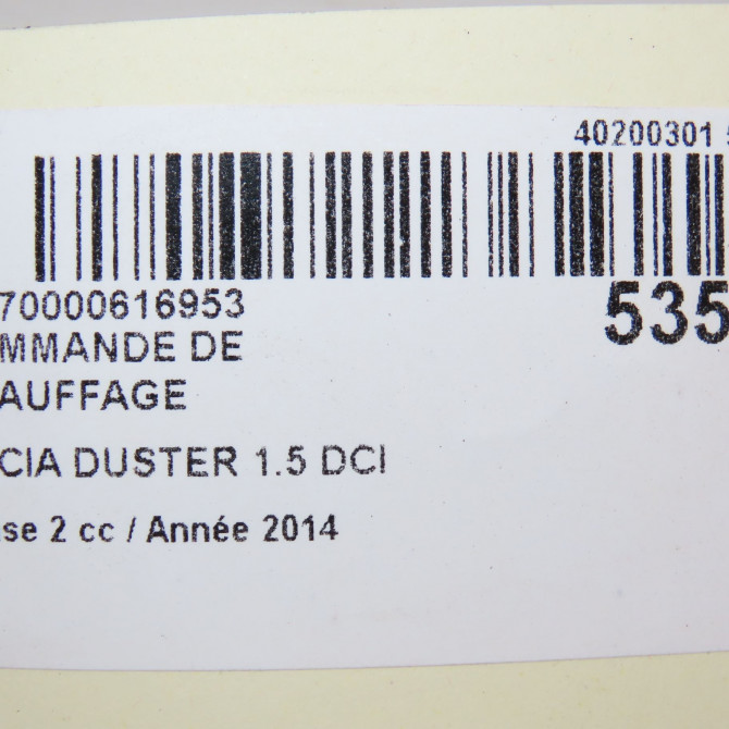 Commande de chauffage occasion DACIA DUSTER Phase 2 09-2013->... 1.5 DCI 110ch 275103362R 6