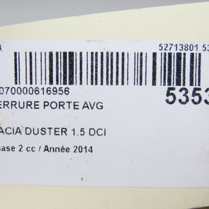 Serrure porte avg occasion DACIA DUSTER Phase 2 09-2013->... 1.5 DCI 110ch 805032923R 5