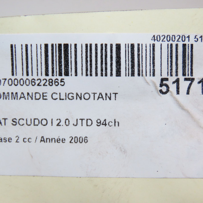 Commande clignotant occasion FIAT SCUDO I Phase 2 01-2004->04-2007 2.0 JTD 94ch 6