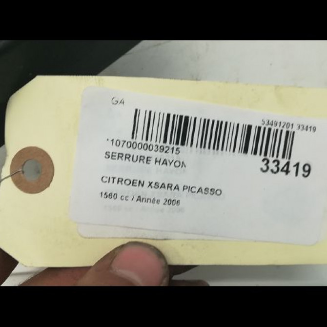 Serrure hayon occasion CITROEN XSARA PICASSO Phase 1 12-1999->02-2004 1.6 HDi 110ch 871982 3