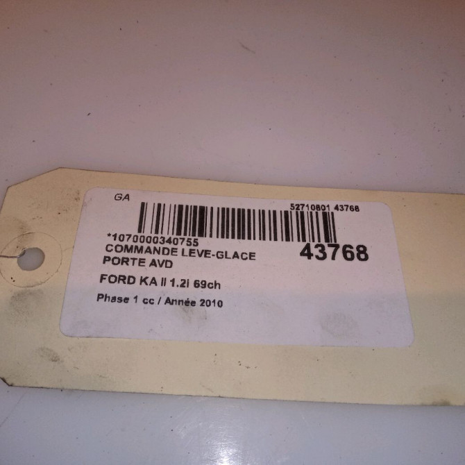 Commande lève-glace porte avant droite occasion FORD KA II Phase 1 10-2008->... 1.2i 69ch 1571470 4