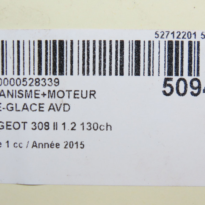 Mecanisme + moteur lève-glace avant droit occasion PEUGEOT 308 II 308 II Phase 1 2013-06-01->2017-08-31 1.2 130ch 7