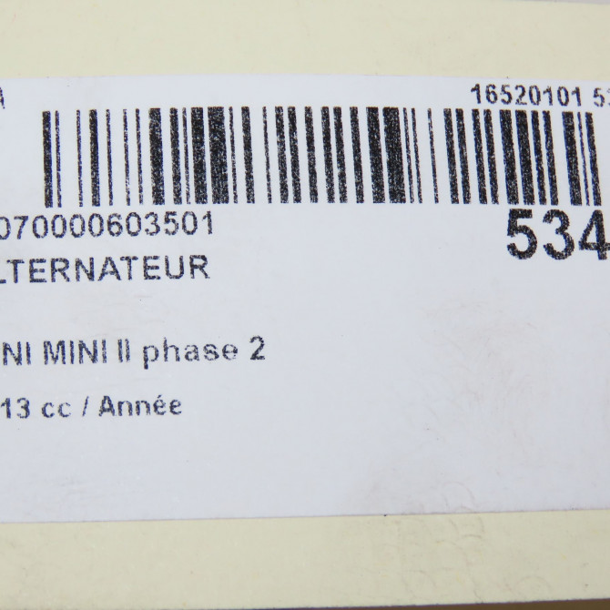 Alternateur occasion MINI MINI II phase 2 08-2010->... 12317823291 8