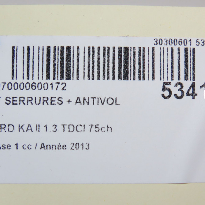 Kit serrures + antivol occasion FORD KA II Phase 1 10-2008->... 1.3 TDCI 75ch 1929353 8