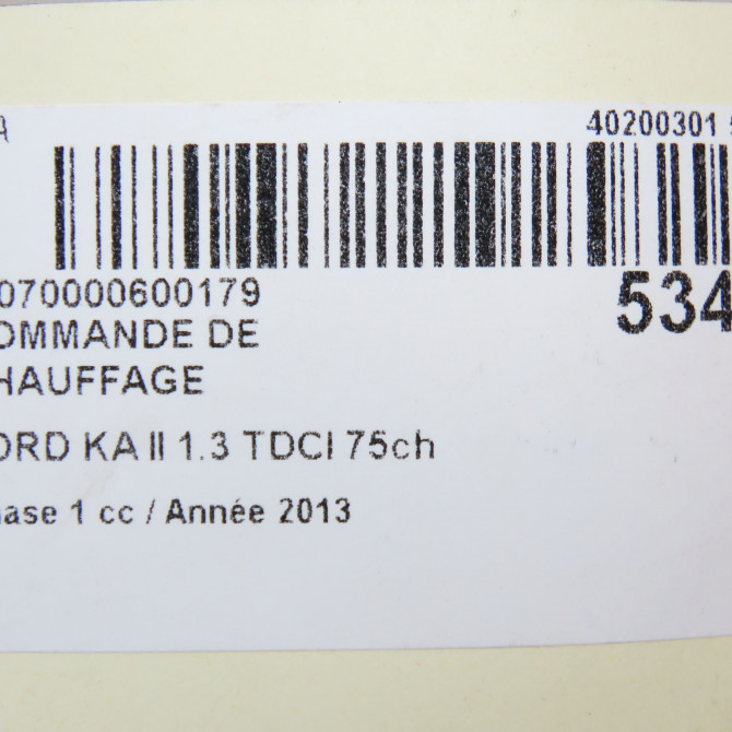 Commande de chauffage occasion FORD KA II Phase 1 10-2008->... 1.3 TDCI 75ch 1830994 6