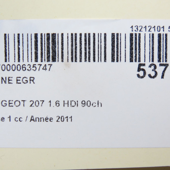 Vanne EGR occasion PEUGEOT 207 Phase 1 04-2006->06-2013 1.6 HDI 90ch 1618NR 5