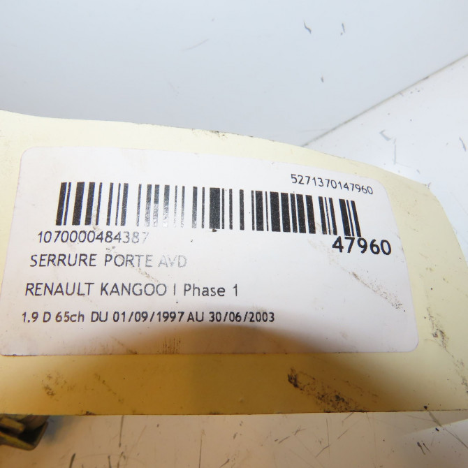 Serrure porte avd occasion RENAULT KANGOO I Phase 1 09-1997->06-2003 1.9 D 65ch 7701046800 4